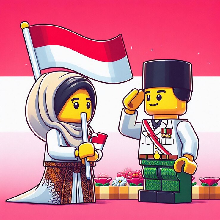 La independencia de Indonesia en el estilo de Lego