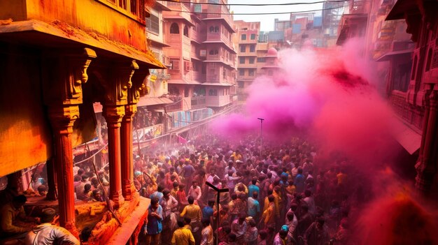 Índia Experimente as cores vibrantes de Holi, o Festival das Cores, participando de uma comunidade