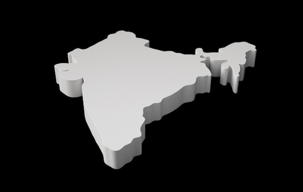 India Mapa 3D Geografía Cartografía y mapa de topología Ilustración 3D