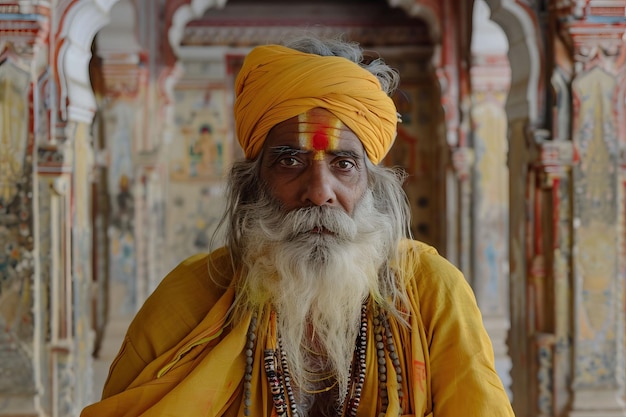 India Rajasthan Pushkar Indian Sadhu Indien Rajasthan Pushkar indian Sadhu in einem hinduistischen Tempel