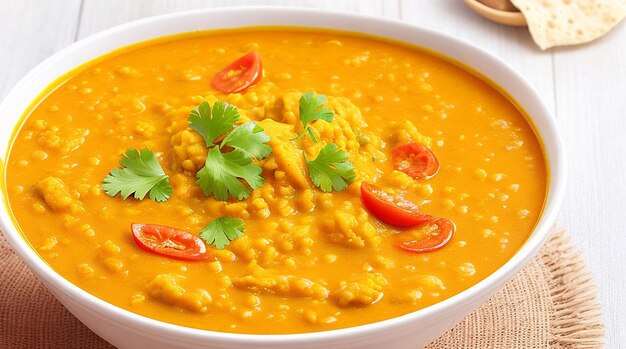 Indian Dhal curry picante en un tazón