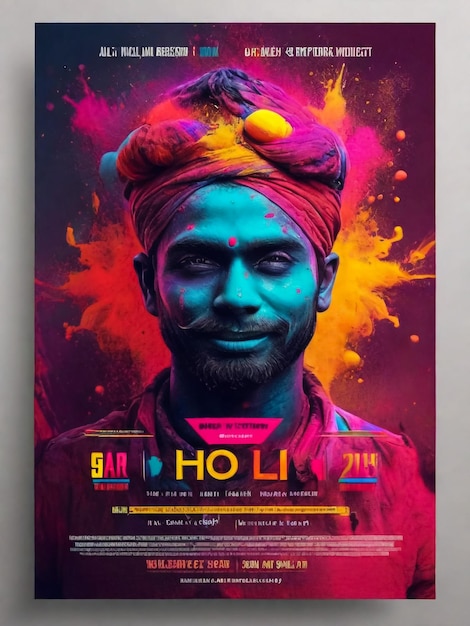 Foto indian festival of colors feliz celebração de holi cartaz flyer