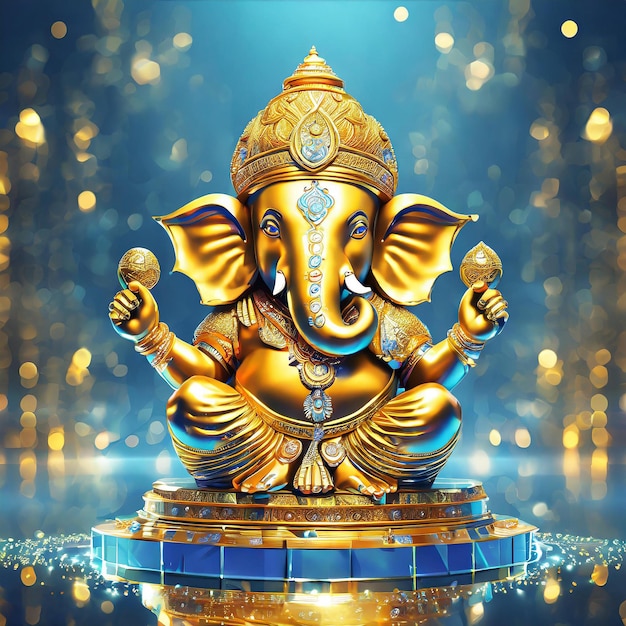 indiano lorad ganesh dourado preto vermelho 3d dourado poses completas