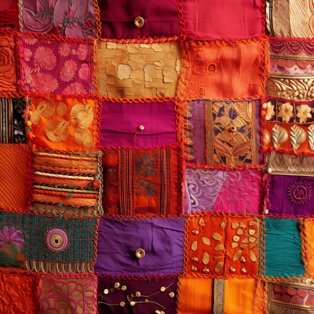 Indias telas de fondo patchwork adornado generativo ai