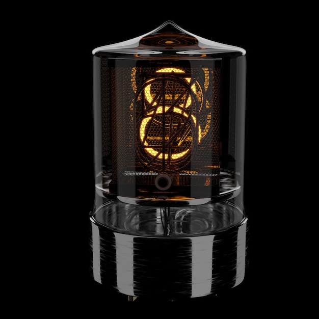 Indicador de tubo Nixie, número 8. Estilo retrô. Ilustração 3D renderizada.