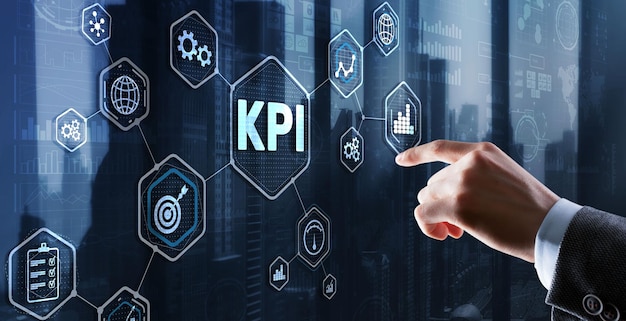 Indicador de rendimiento clave KPI Concepto de tecnología de Internet empresarial en pantalla virtual