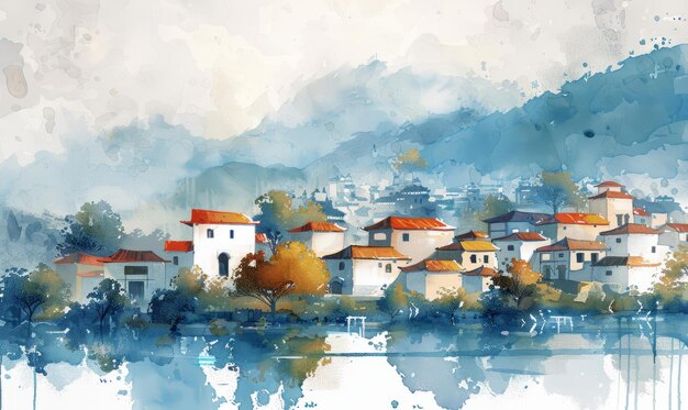 Indien Aquarell-Landschaft