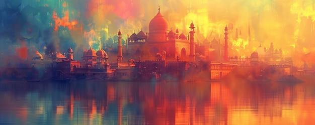 Indien Hintergrund der farbenfrohen indischen Reise Landschaft Hindu Holi Fest der Farben