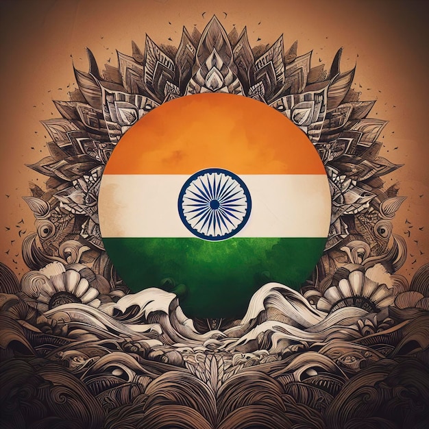 Indien-Karte Flagge im Grunge-Hintergrund Indische Flagge am indischen Nationaltag