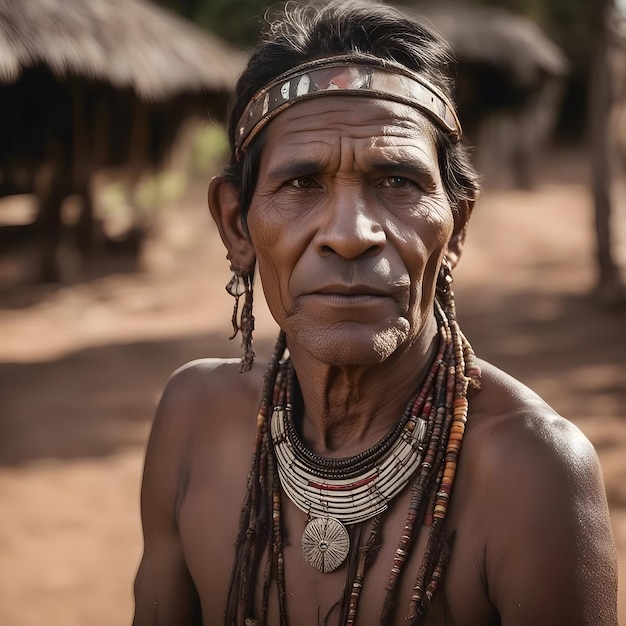 Indígenas Kraho em uma tribo brasileira no estado do Tocantins durante o dia