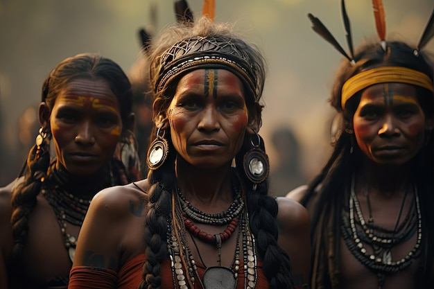 Indigene Menschen in Indien, die die verschiedenen Kulturen und Traditionen repräsentieren, erzeugt mit KI