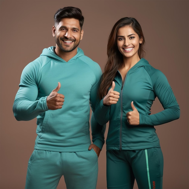 indio pakistaní sonriente atlético hombre_y_mujer