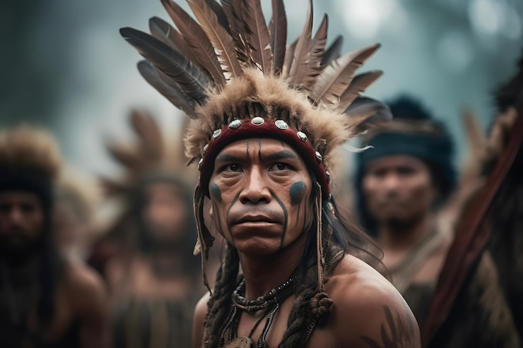 Foto indios de la amazonía brasileña de la etnia dessana red neuronal generada por ai