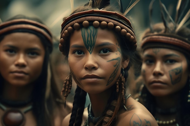 Foto Índios da amazônia brasileira do grupo étnico dessana rede neural ai gerada