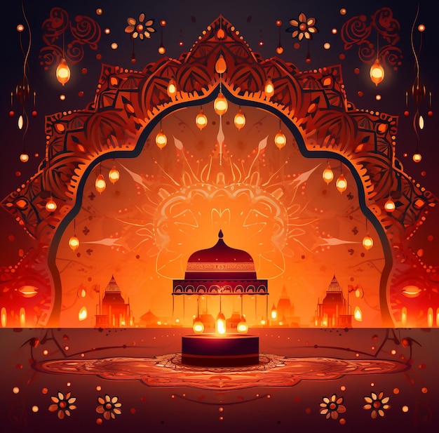 Indische Diwali-Lampen, fröhliches Diwali-Kartendesign, indisches Festival, Grußkarten-Poster, Flyer-Hintergrund