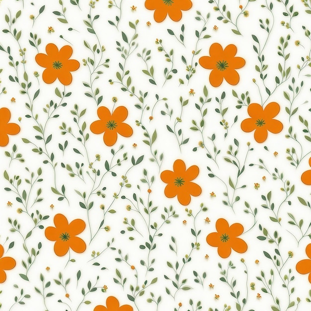 INDISCHE DREIFARBIGE ORANGE-WEIß-GRÜN-Blumentapete