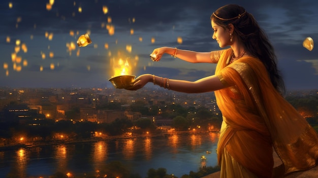 Indische Familie feiert nachts Diwali