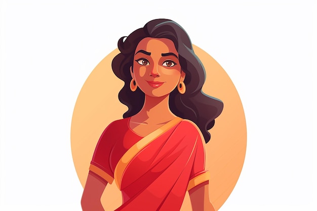 Indische Frau in roter Saree Vektorillustration isoliert auf weißem Hintergrund flaches Design