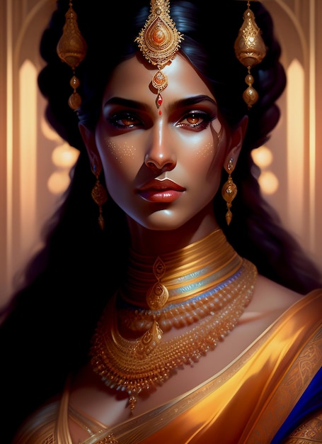 Indische Königin oder sehr anmutige Göttin Devi