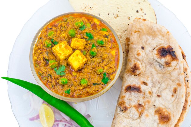 Foto indische küche mattar paneer food