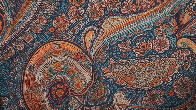 Indische Paisley traditionelle Muster Hintergrund Textur Design Tapete indische Kunst nahtlose Fliese Generative KI