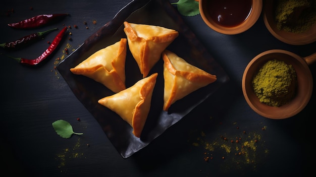 Indische Samosa mit Copy Space Köstlicher Snack für jeden Anlass