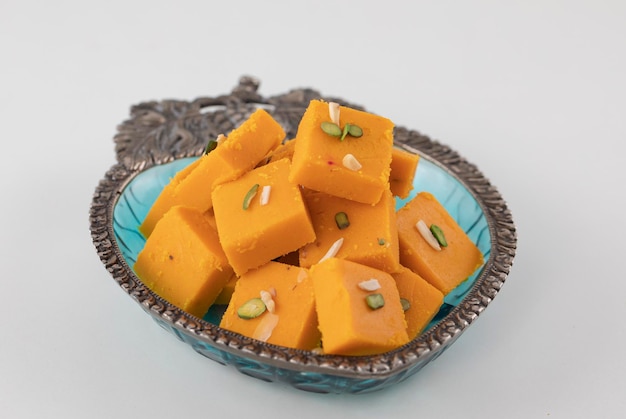 Indische Süßspeise Mango Burfi Hergestellt aus frischen Mangos