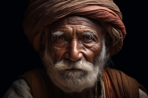 Indischer alter Mann steht einem Erwachsenen gegenüber und erzeugt KI