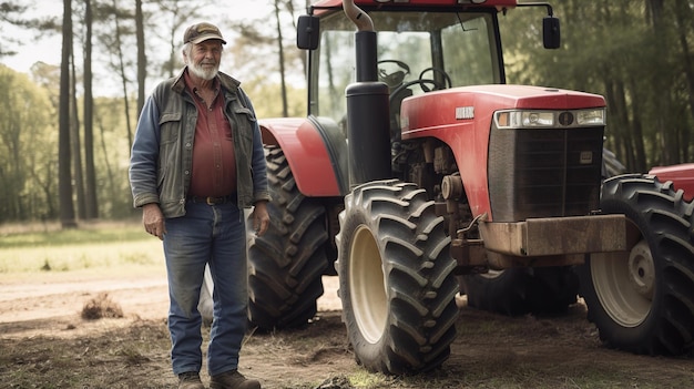 Foto indischer bauer steht auf landwirtschaftlichem feld. generative ki