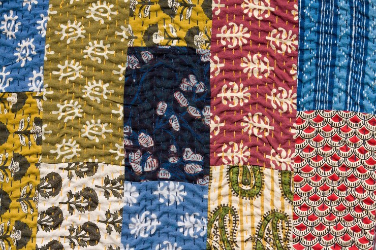 Indischer Patchworkteppich in Rajasthan, Asien