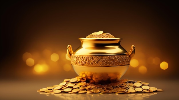 Indisches Fest Dhanteras und Diwali verehren Hintergrund mit der Göttin Lakshmi Laxmi mit goldenen Münzen Stockillustration