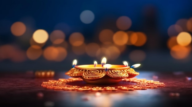 Indisches Fest Happy Diwali mit Diwali-Requisiten, Feiertagshintergrund mit Crackern, Diwali-Feier