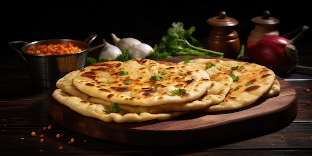Indisches Flatbread Closeup Traditionelles Flatbread, auch bekannt als Pita Bread Roti Chapati Naan oder Tortilla