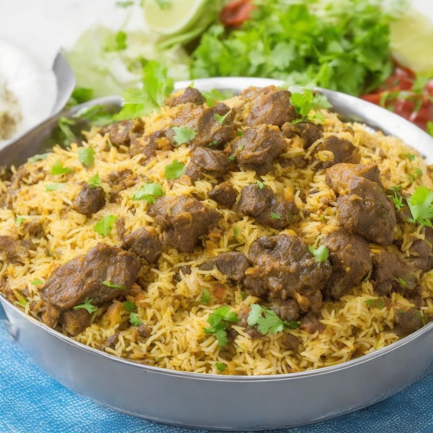 Indisches Schaffleisch ohne Knochen Biryani Foto Ai generiert