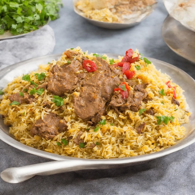 Indisches Schaffleisch ohne Knochen Biryani Foto Ai generiert