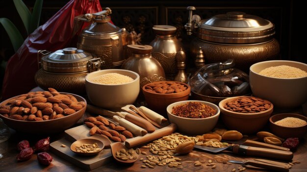 Indisches traditionelles Essen HD 8K Wallpaper Stock Photographic Image