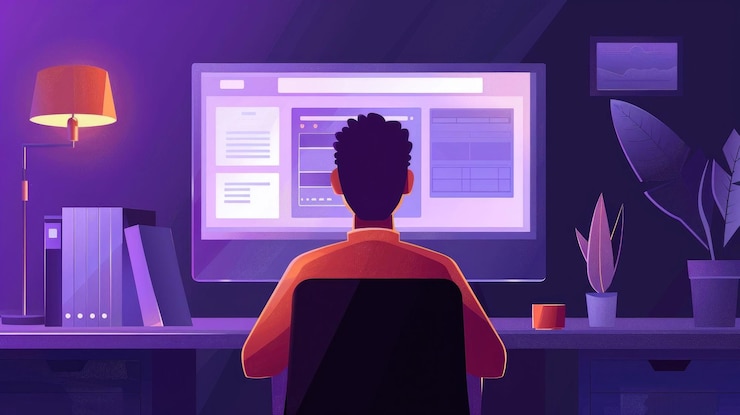 Foto individuos que realizan transacciones en línea seguras en una plataforma digital en un entorno de espacio de trabajo minimalista