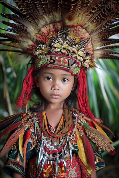 Indonesia una joven de la tribu Dayak