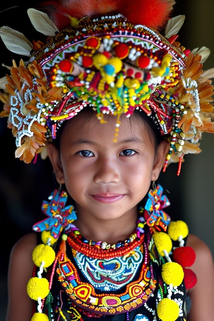 Foto indonésia uma jovem da tribo dayak