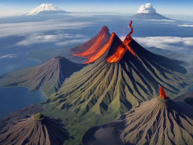 Foto indonesia volcán hermosos escenarios de fondo