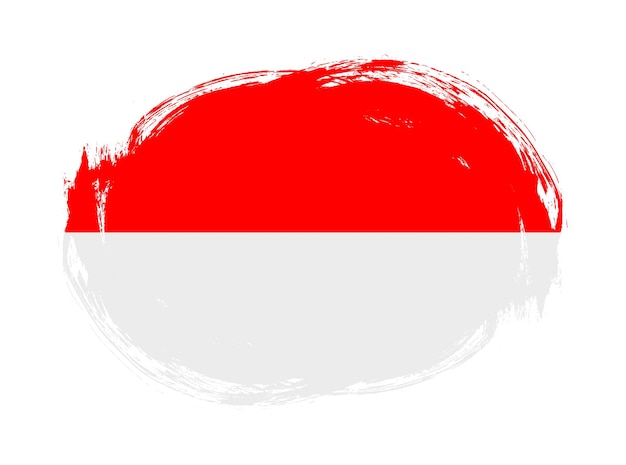 Indonesien-Flagge im abgerundeten Pinselstrichhintergrund