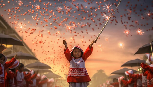 Indonesien Unabhängigkeitstag fröhliches und feierliches Fotoshooting