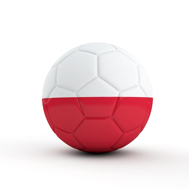 Indonesischer Flaggenfußball vor einem schlichten weißen Hintergrund 3D-Rendering
