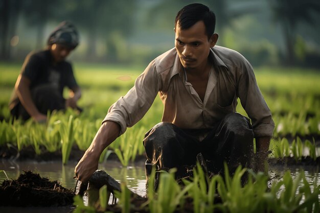 Indonesischer Mann arbeitet in der Landwirtschaft
