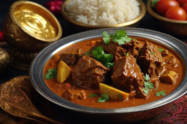 Foto indulgencia cultural de carne de cordero con curry divino