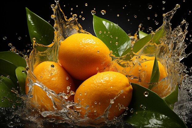 Indulgencia de frutas exóticas mango en splash una delicia culinaria revelada