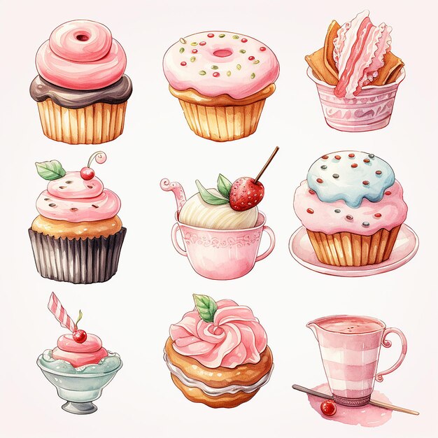 Foto indulgências doces aquarela doces doces cookie clipart