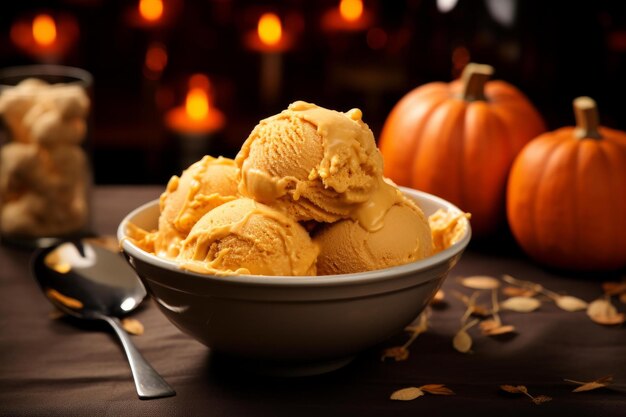 Foto el indulgente helado de calabaza genera ai