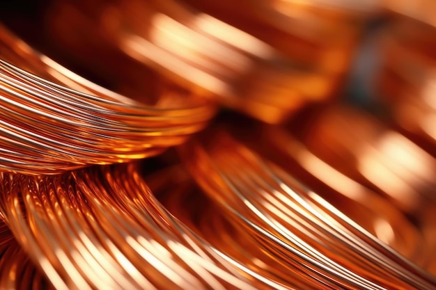 Industria de matérias-primas e metais de fio de cobre de perto e conceito de mercado de ações