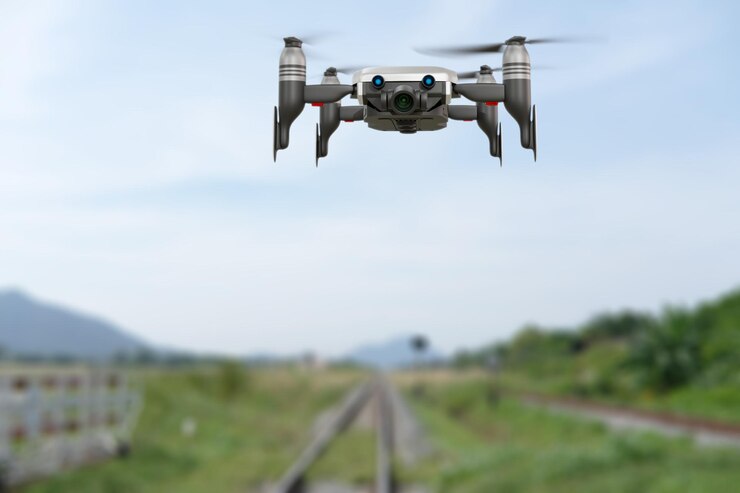 Industria de dispositivos de ingeniería de tecnología de drones volando en logística industrial exportación importación producto servicio de entrega a domicilio logística envío transporte transporte para ir año nuevo 2022